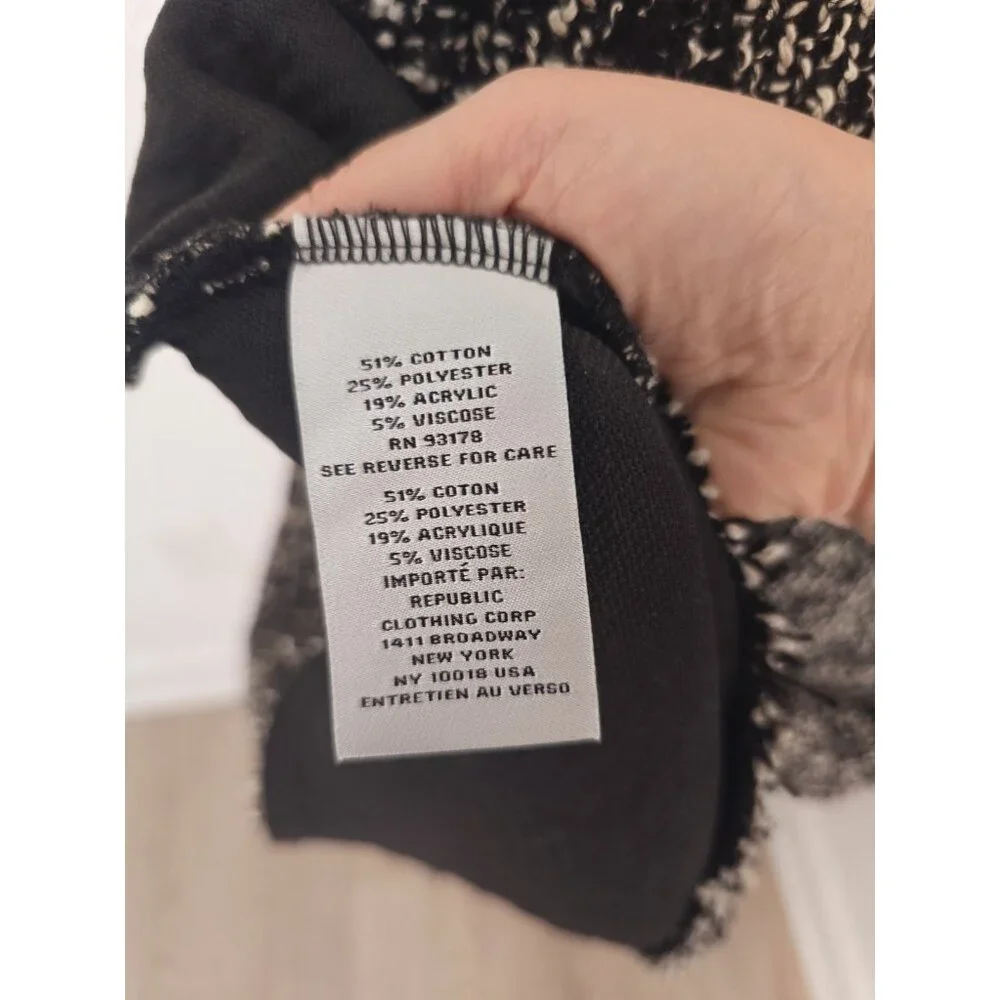 Jason Wu Tweed Cotton Blend Black White Full A-line Midi Knit Fringe Skirt 6 S - Picture 10 of 10